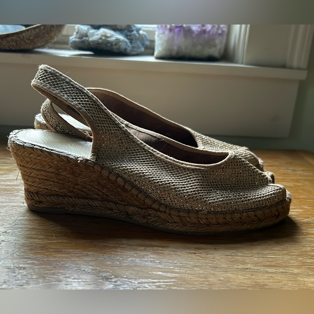 Azura Gold Espadrille Wedges with Slingback Design